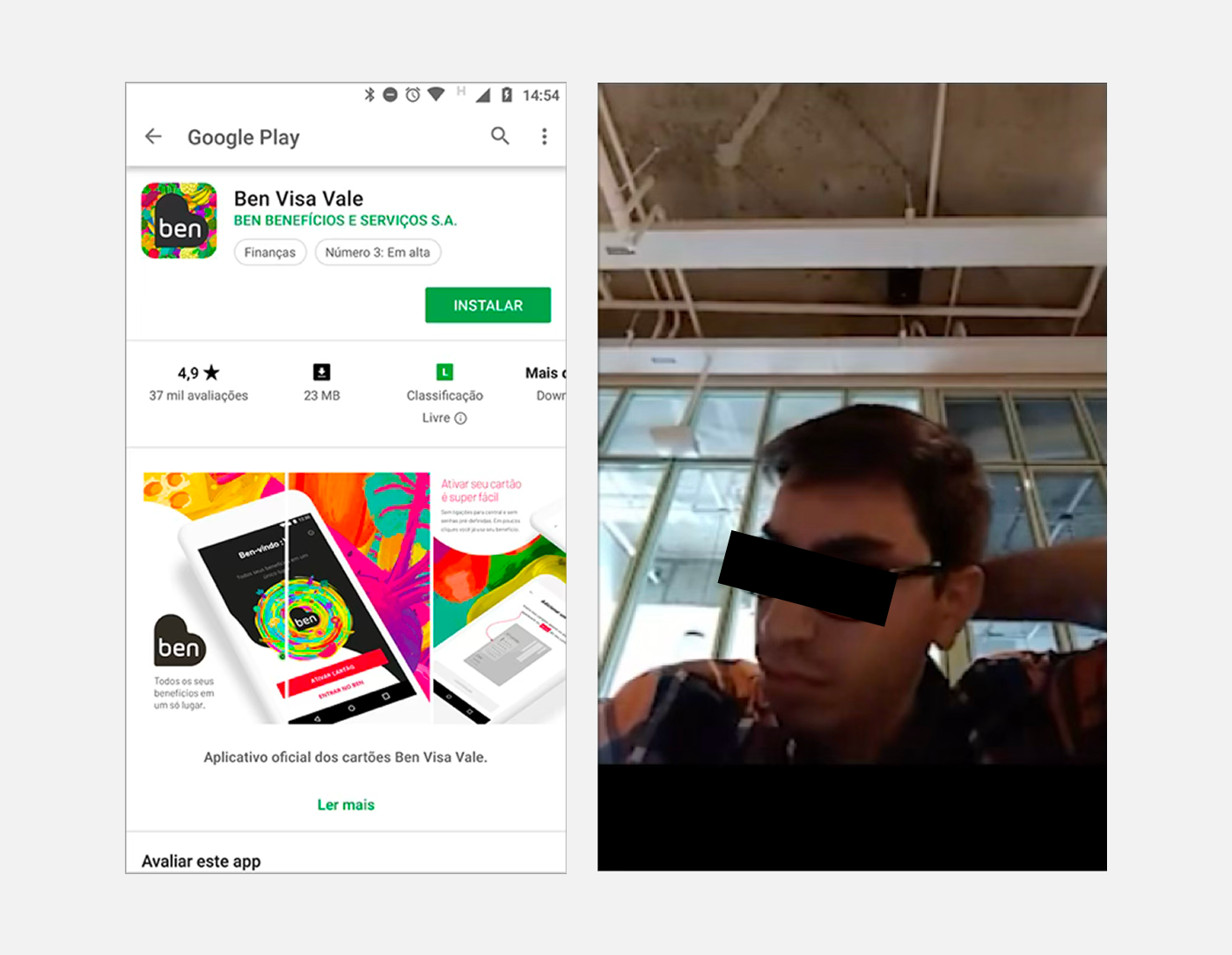 Testes de usabilidade com usuários reais demonstrando o padrão de leitura dinâmica em telas de onboarding do app Ben.