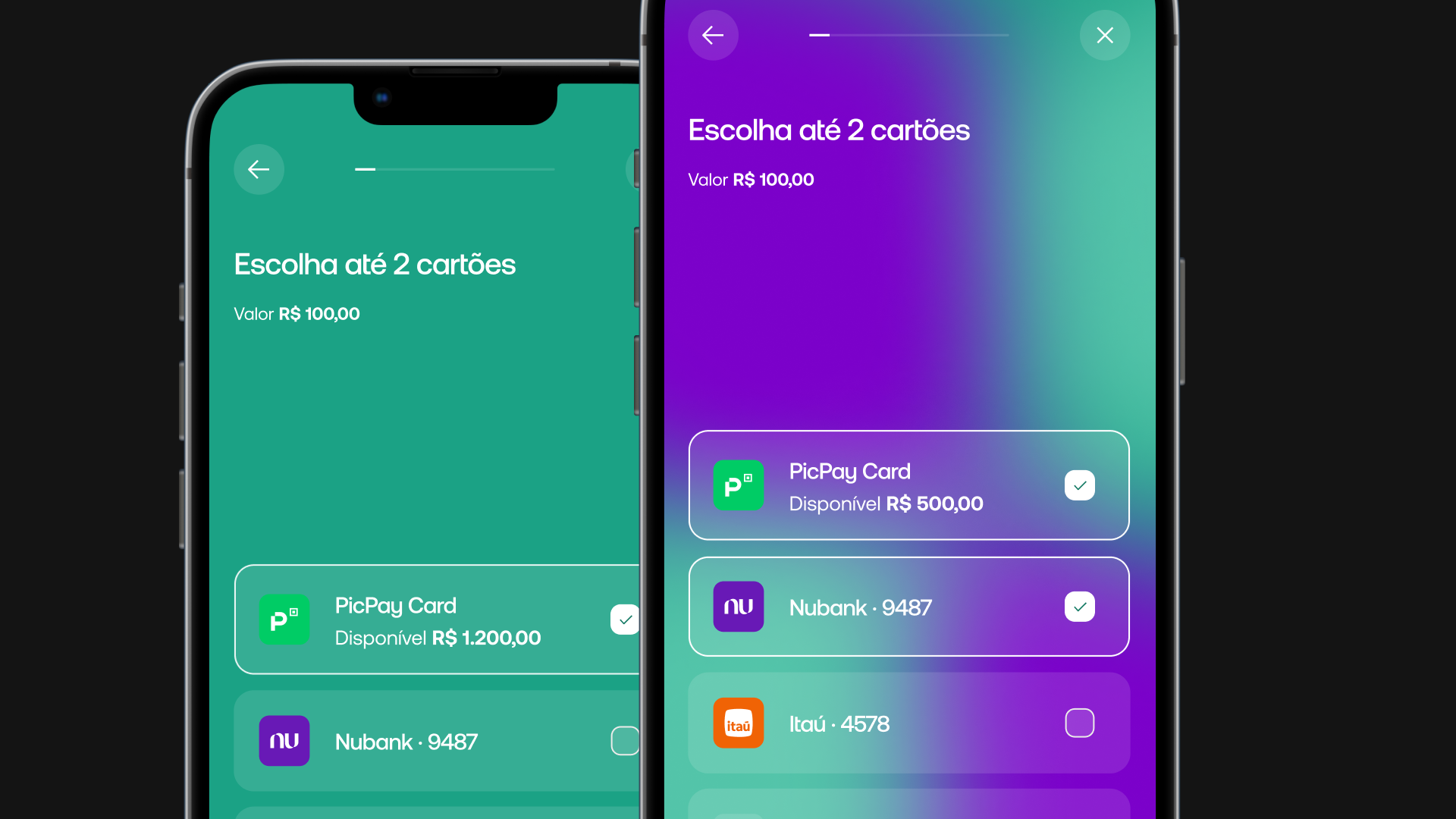 Comparativo do Design System antes e depois do redesign: tipografia, cores e espaçamentos do checkout PicPay.