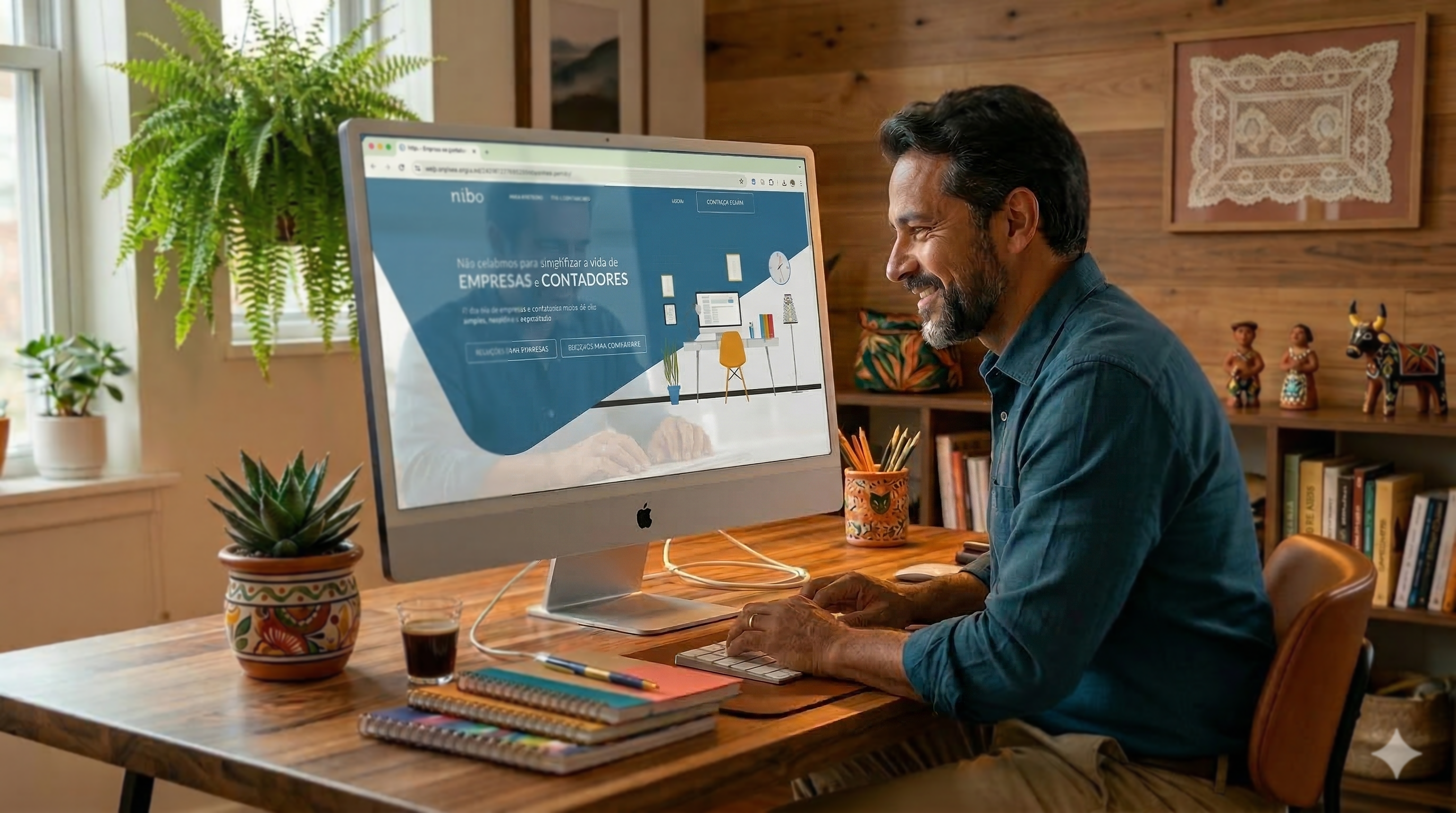 Homepage do site da Nibo com três caminhos distintos para contadores, empresas e clientes dos escritórios.